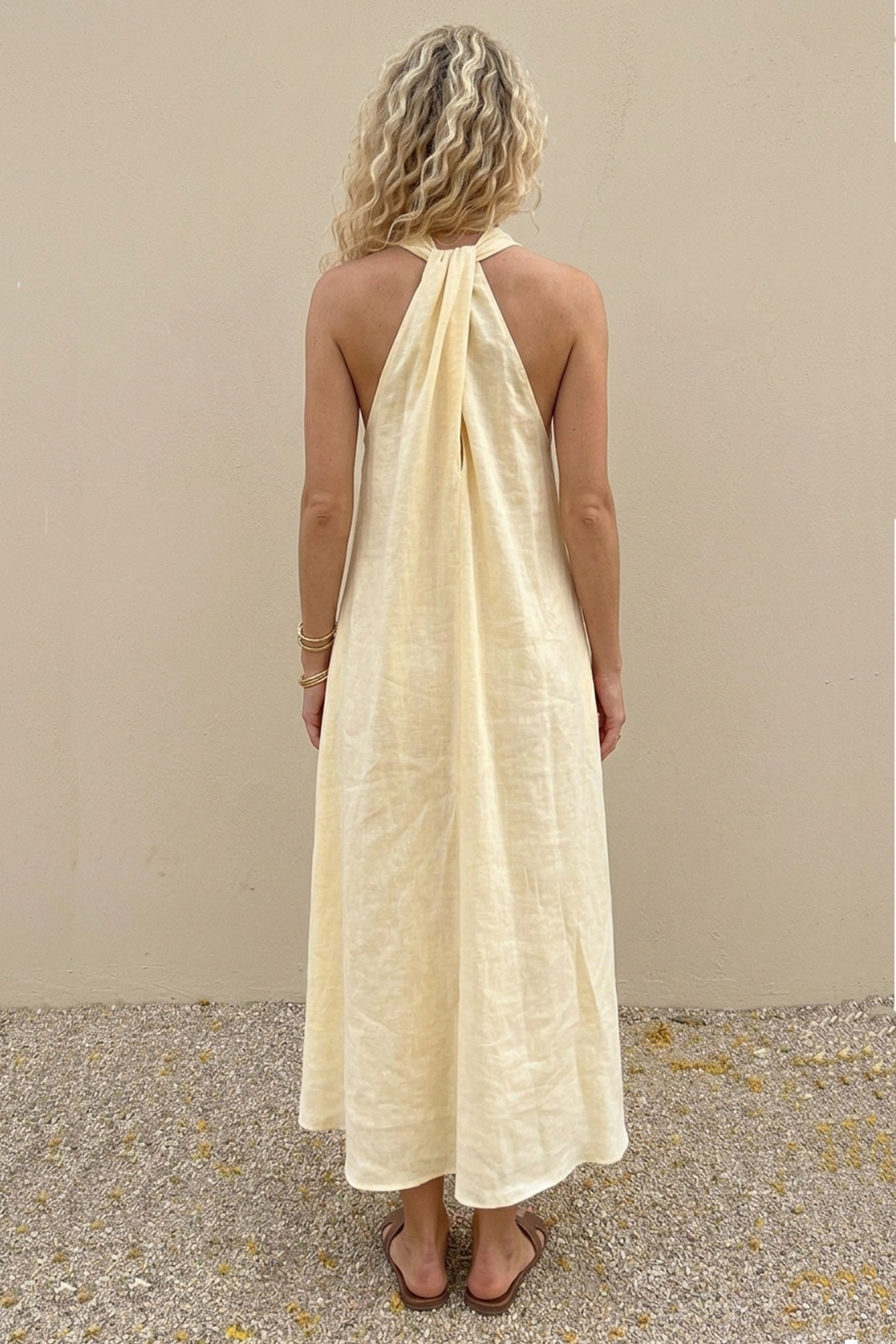 V Neck Pocketed A-line Sundress