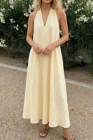 V Neck Pocketed A-line Sundress