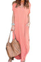 V Neck Pocketed Slit Dress
