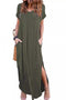 V Neck Pocketed Slit Dress
