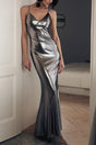 Arolora V Neck Shiny Fishtail Mini Dress