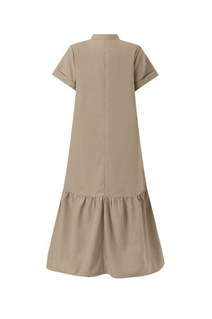 V Neck Short Sleeve A-line Dress