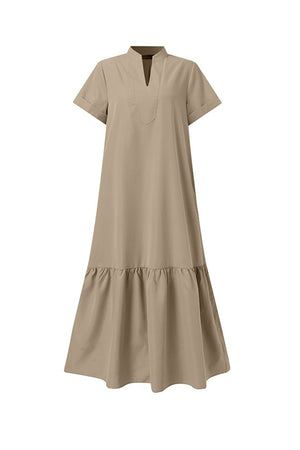 V Neck Short Sleeve A-line Dress