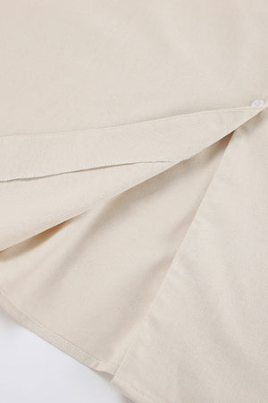 V Neck Single-breasted Cotton Linen A-line Dress