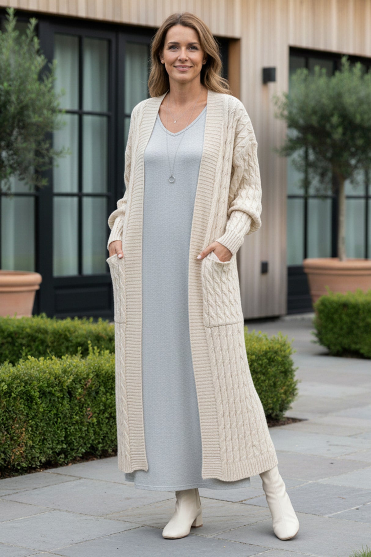 V Neck Slit Hem Sweatshirt Dress