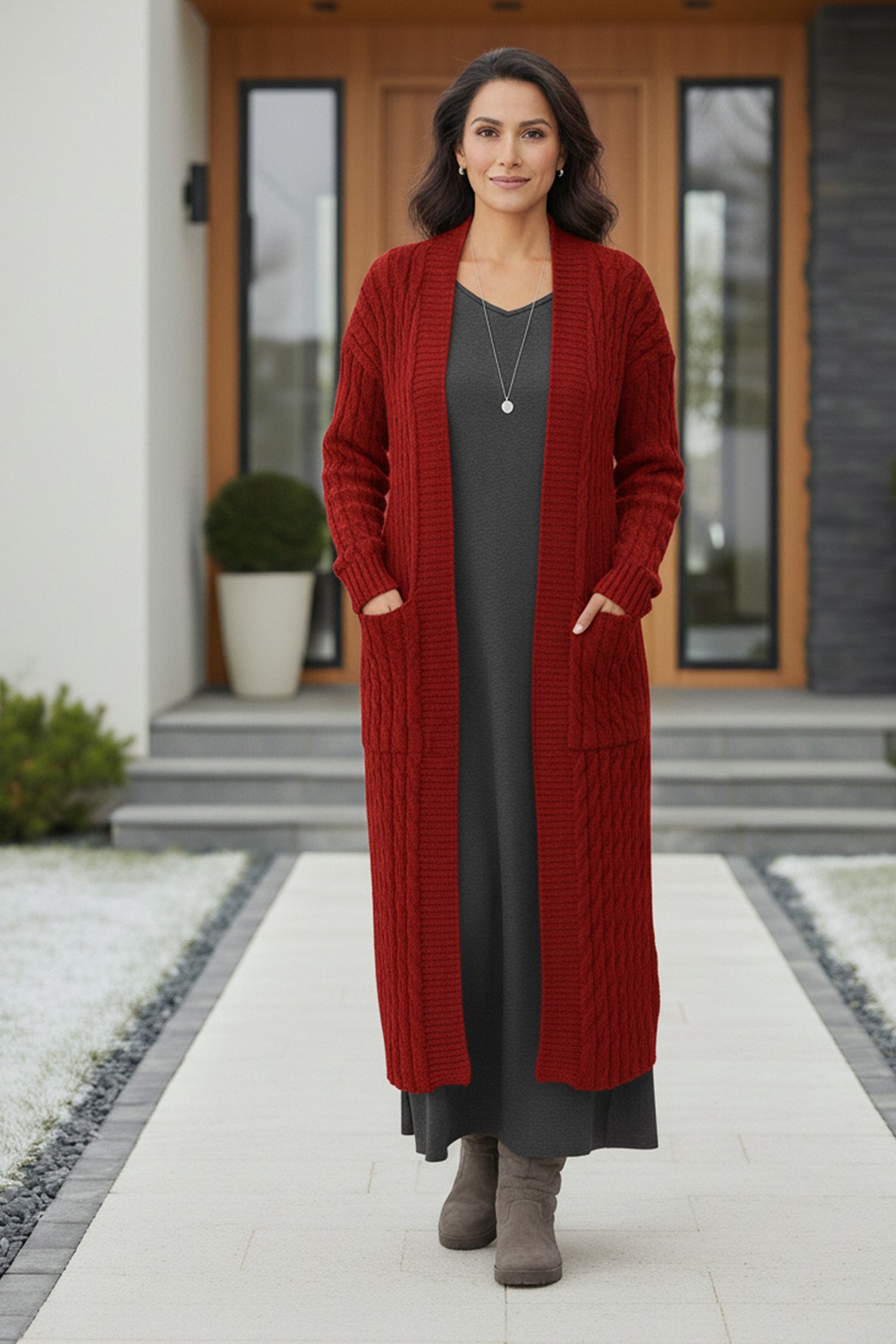 V Neck Slit Hem Sweatshirt Dress