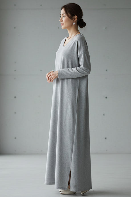 V Neck Slit Hem Sweatshirt Dress