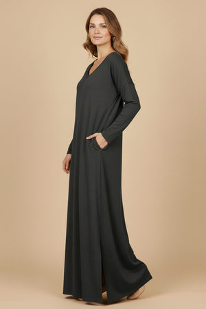 V Neck Slit Hem Sweatshirt Dress