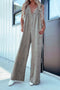 Arolora V Neck Smocked Backless Denim Jumpsuits
