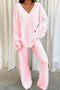 V Neck Solid Slit Hem Loungewear