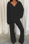 V Neck Solid Slit Hem Loungewear
