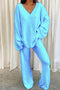 V Neck Solid Slit Hem Loungewear