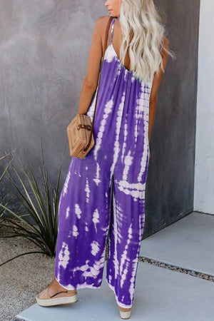 V Neck Tie Dyed Jumpsuits