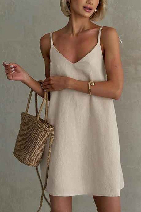 V Neck Tie-straps Backless Cami Dress