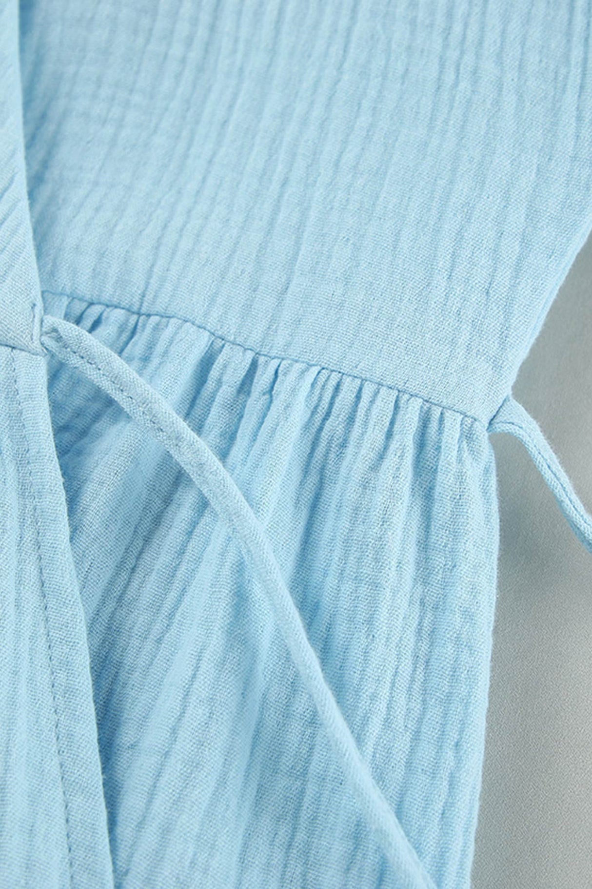 Arolora V Neck Tie-up Slit A-line Cotton Dress