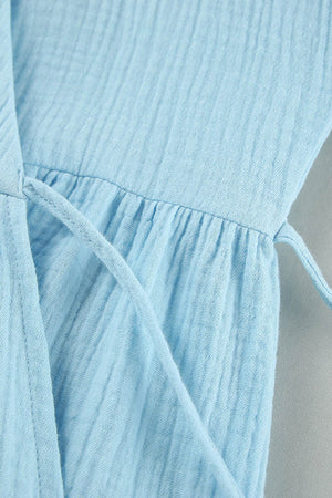 Arolora V Neck Tie-up Slit A-line Cotton Dress