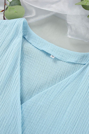 Arolora V Neck Tie-up Slit A-line Cotton Dress