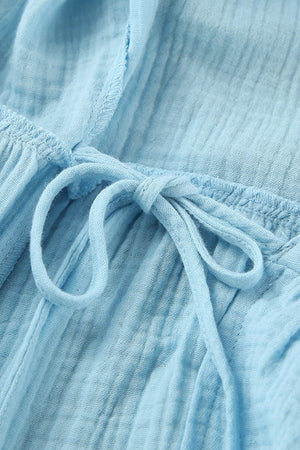Arolora V Neck Tie-up Slit A-line Cotton Dress