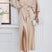 Arolora v-neck-tie-waist-slit-dress