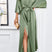 Arolora v-neck-tie-waist-slit-dress