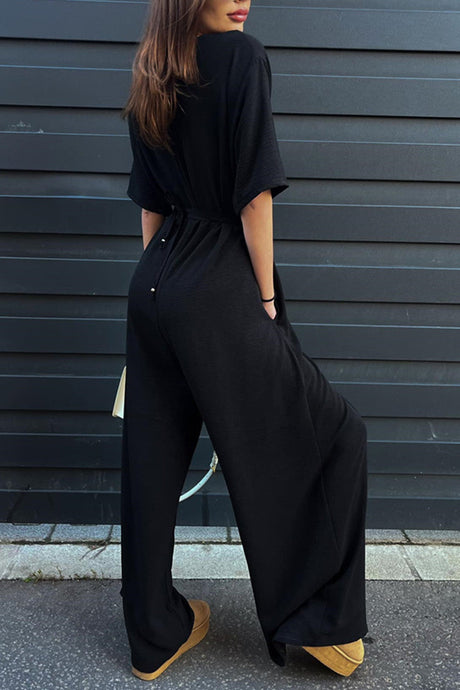 Arolora v-neck-tie-waist-wide-leg-jumpsuits