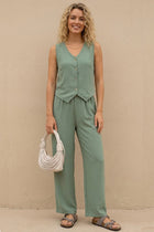 V-Neck Vest and Pants Casual Two-Piece Set