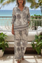 V Neck Vintage Print Two-piece Outfit