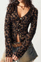 V-neck Leopard Button-up Top