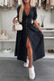 Arolora V-neck Single-breasted Denim Dress