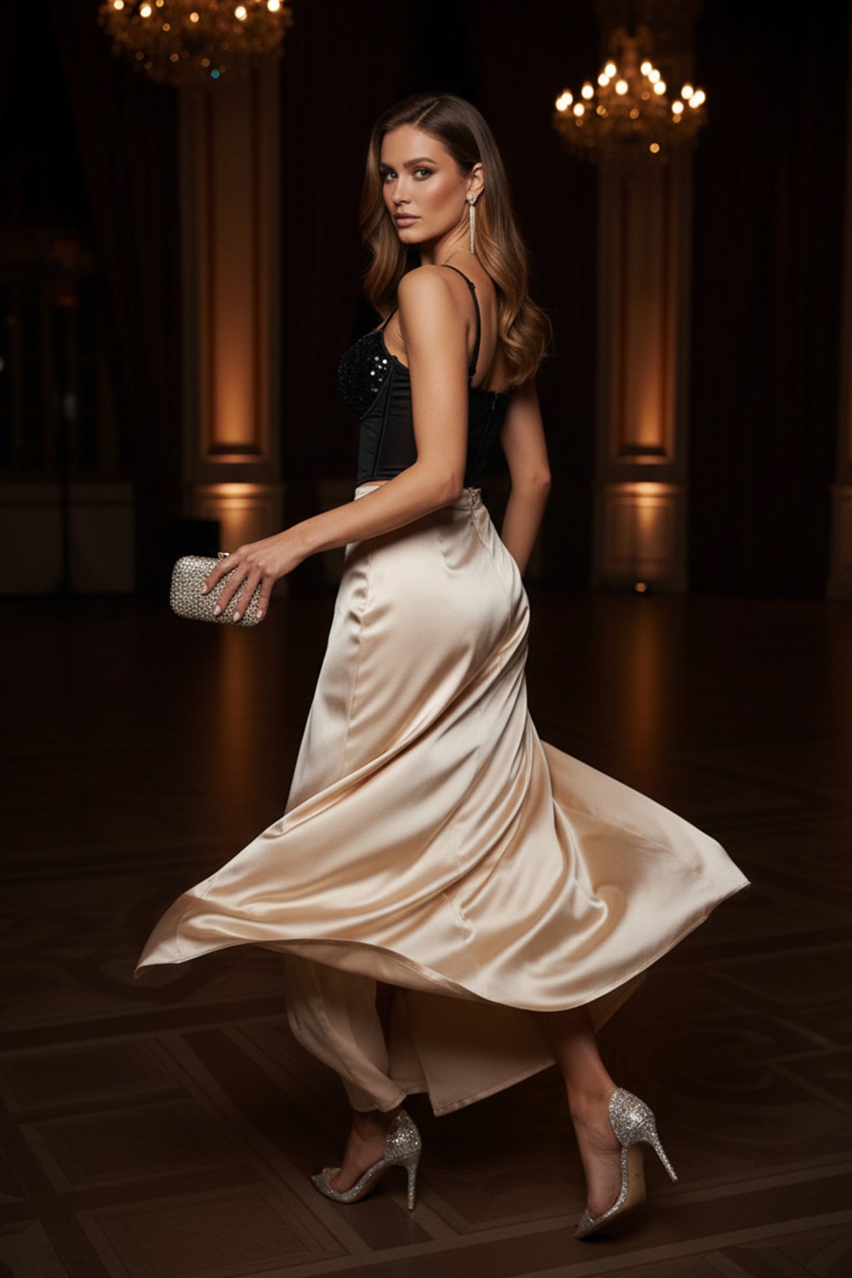 Velvet Patchwork Sequins Cami Top