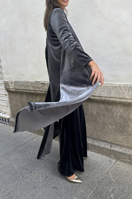Velvet Slit Long Cardigan Two-piece Pants Suits