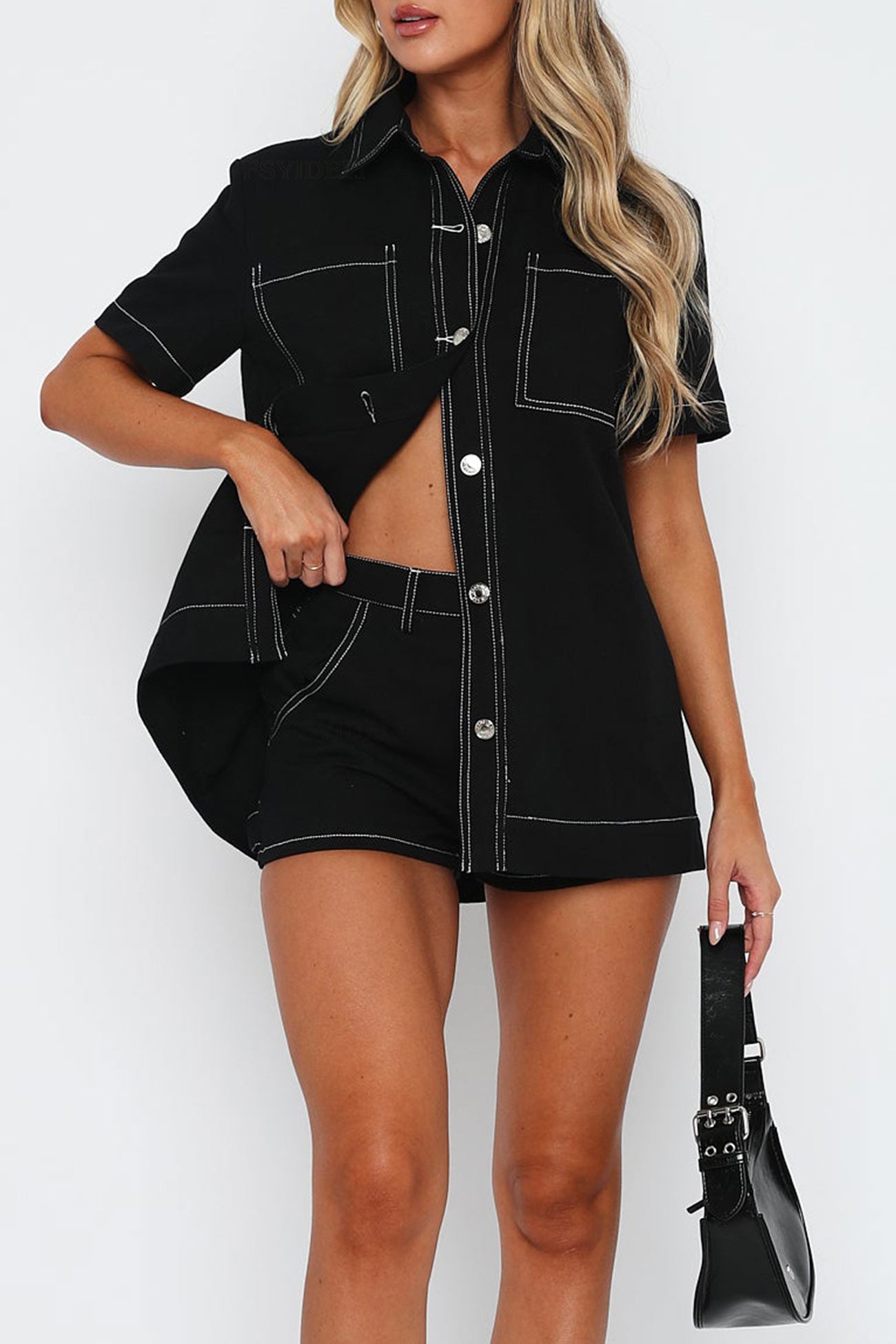 Vintage Cargo Shirt Shorts Set