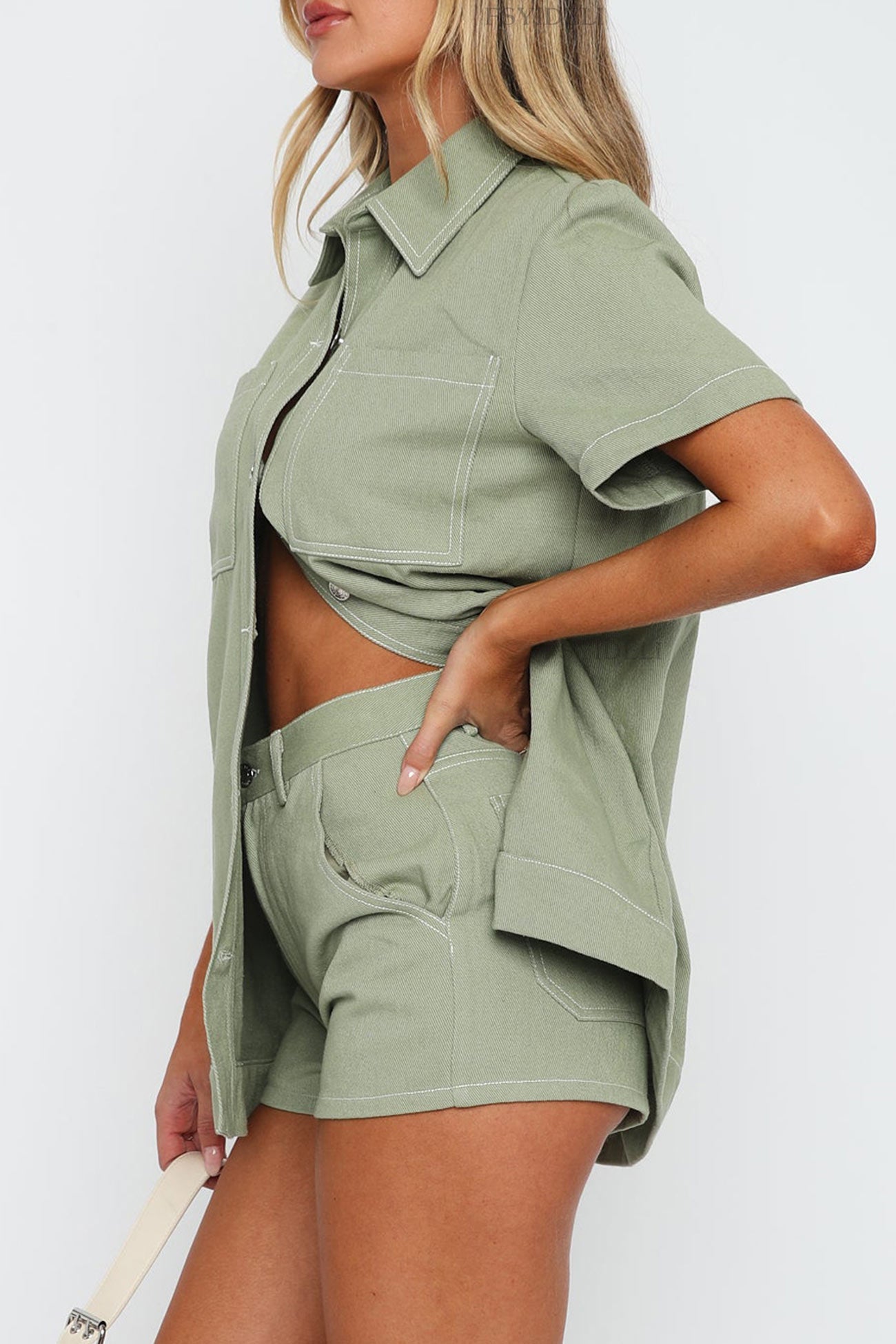 Vintage Cargo Shirt Shorts Set