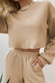Waffle Solid Sweatshirt Long Pants Set