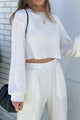 Waffle Solid Sweatshirt Long Pants Set