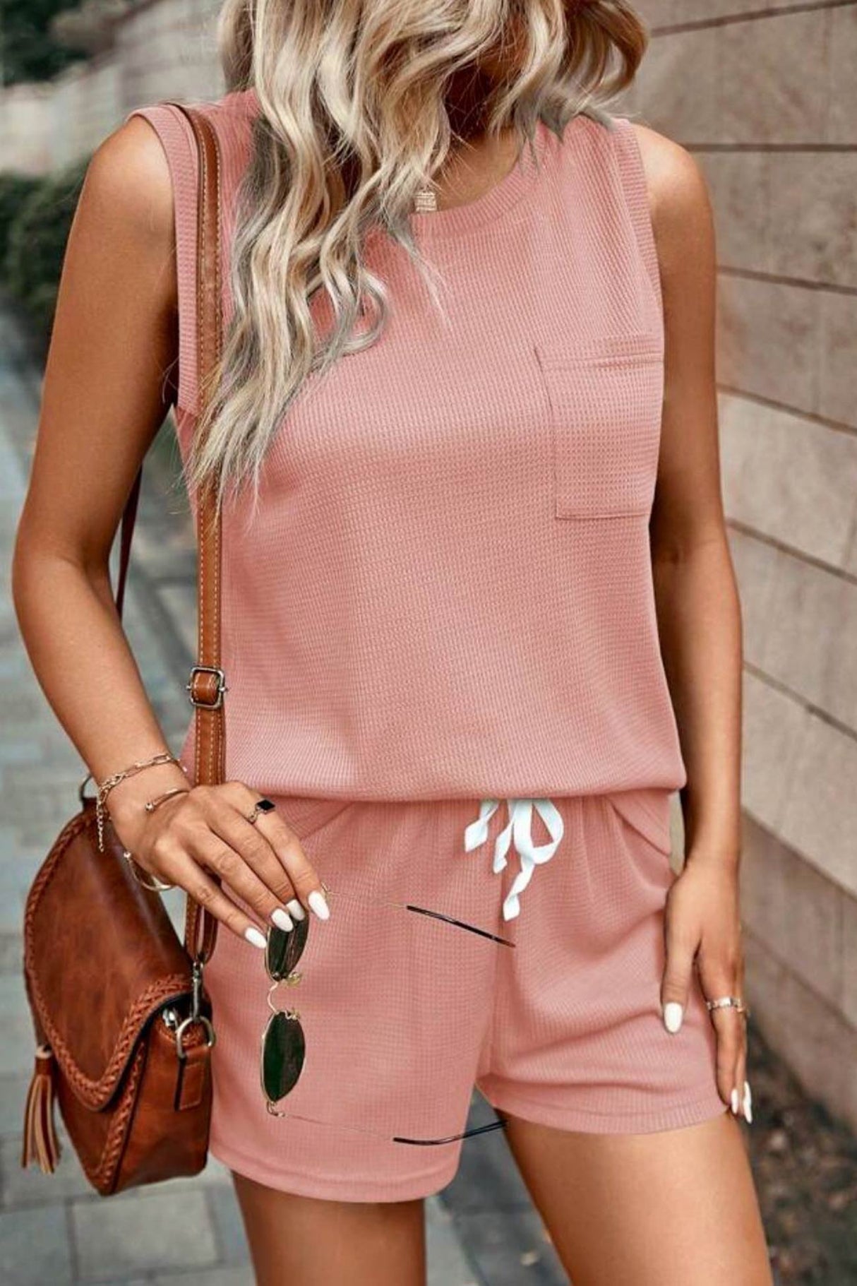 Waffle Tank Shorts Suits