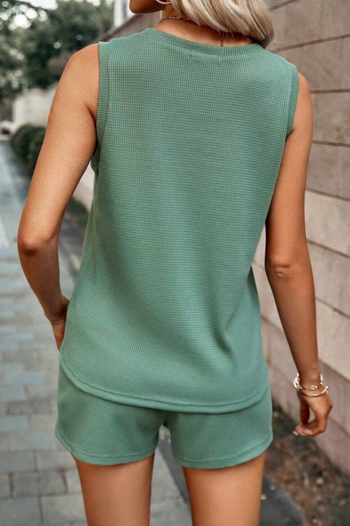 Waffle Tank Shorts Suits