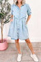 Wash Ruffled Single-breasted Denim Dress