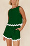 Wavy Hem Tank Top Shorts Suits