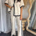 Arolora wavy-stitching-blouse-long-pants-set
