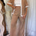 Arolora wavy-stitching-blouse-long-pants-set