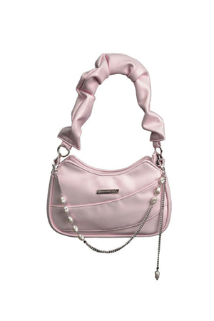 Wax Leather Ruched Shoulder Bag