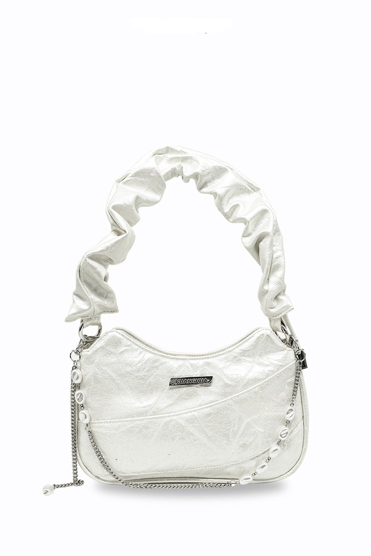 Wax Leather Ruched Shoulder Bag