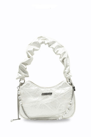 Wax Leather Ruched Shoulder Bag