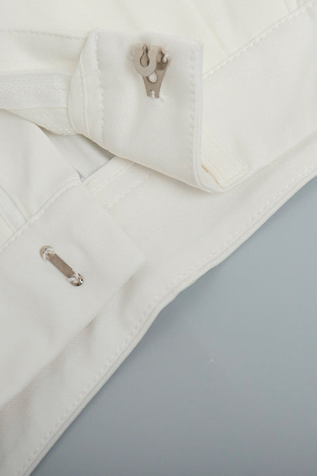 Arolora White High-rise Wide Leg Long Pants