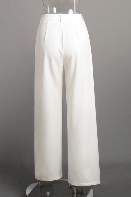 Arolora White High-rise Wide Leg Long Pants
