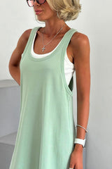 Arolora white-knit-tank-solid-sundress-two-piece-outfits