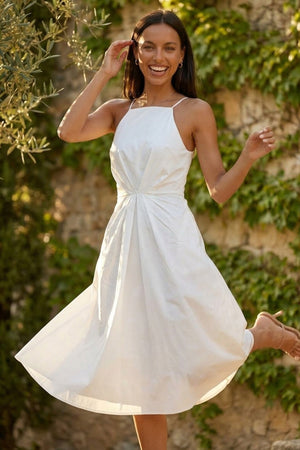 White Satin Backless Slip Dress