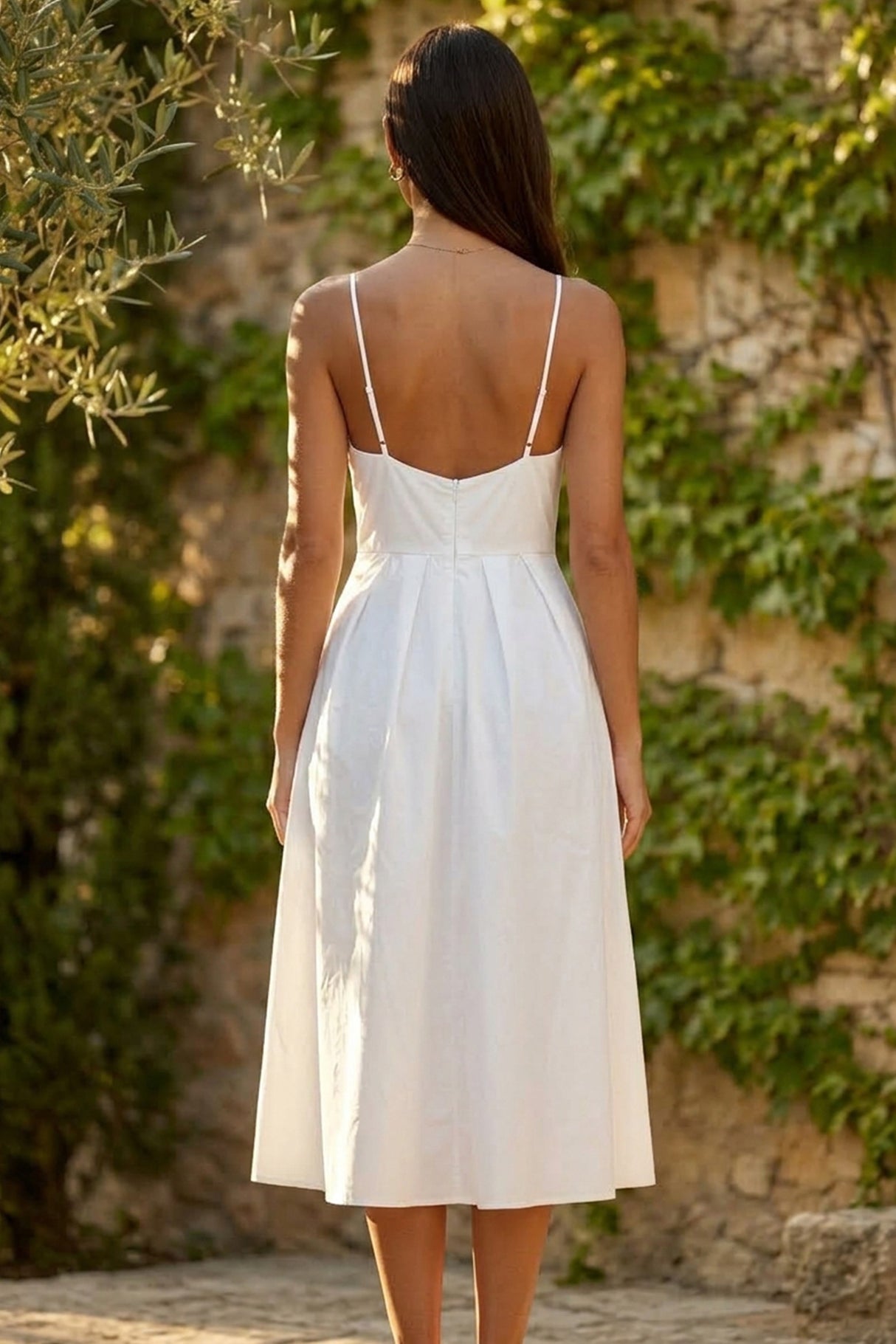 White Satin Backless Slip Dress