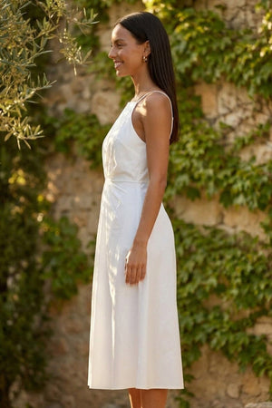 White Satin Backless Slip Dress